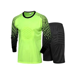 Boys Goalkeeper Uniform Set Long Sleeve Sponge Padded Goalie Shirt with Shorts - Picture 1 of 22