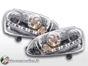 Coppia fari fanali anteriori Daylight cromo per Volkswagen Golf 5 V 1K 03-08 030 - Foto 1 di 7