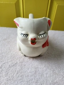 Shawnee Pottery Pitcher Creamer Smiling Pig Red Bow Vintage GUC SEE PICTURES - Picture 1 of 8