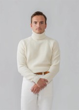 Berg & Berg Bernhard Ivory Ecru Roll Neck Submariner Sweater (Medium - 40)