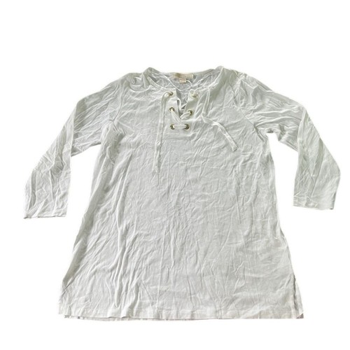 Top tunica donna Michael Kors bianco scollo stringato manica 3 4 taglia media