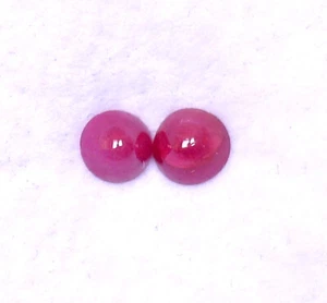 Natürlicher Rubin Rund Cabochon Paar 5 mm 1,56 cts Unbeheizt Lose Zertifiziert Edelstein - Bild 1 von 7