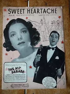 SWEET HEARTACHE - 1937 THE HIT PARADE MOVIE SHEET MUSIC - FRANCES LANGFORD GD - Picture 1 of 2