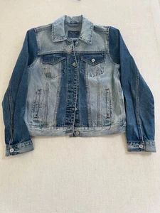 Abercrombie & Fitch Jeansjacke Damen Blau Medium Wash Trucker Distressed - Bild 1 von 7