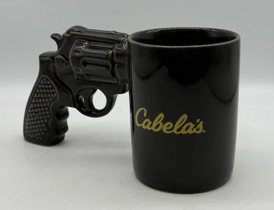 Cabelas Pistol Grip Coffee Mug Ceramic Cup Black/Gray Hand Gun Handle Shooter - Image 1 of 4