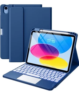 Harvopu Case with Keyboard for iPad 11th 10th Generation, Folio Cover BLUE - Picture 1 of 5