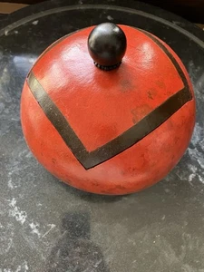 Vintage handgefertigter Kürbis Behälter rot und schwarz mit Mitte - Bild 1 von 12