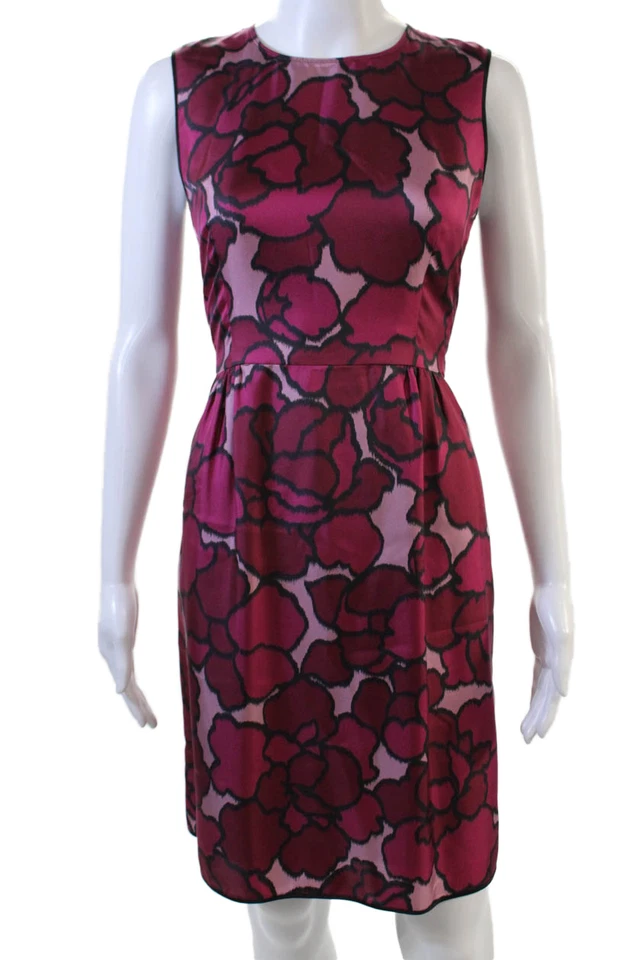 Платье-футляр женское Marc Jacobs черное шелковое с цветочным узором длина до колена без рукавов размер 4 - Изображение 1 из 4
