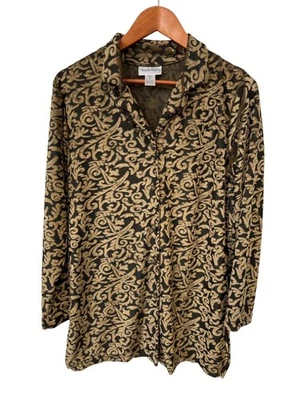 Diane Von Furstenberg Vintage Shirt Size Medium Velvet Burnout Paisley Neutral Foto 1 de 4