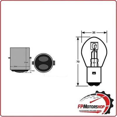 LAMPADA LAMPADINA BILUX 12V 35/35W BA20D PER SCOOTER - Immagine 1 di 4