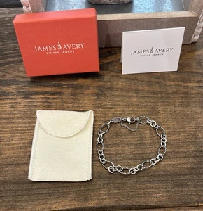 James Avery Sterling Silver Oval Twist Charm Bracelet 8-inch - Picture 1 of 9