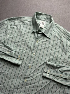 Camisa Lacoste Para Hombres 44 Verde Rayas Algodón Bordado Logo Bolsillo Preppy Informal - Imagen 1 de 9