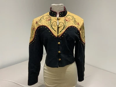 Винтажный, Серебряный Mesa, родео Crop куртка, цветок и камни, размер M, (SR114) - Изображение 1 из 4