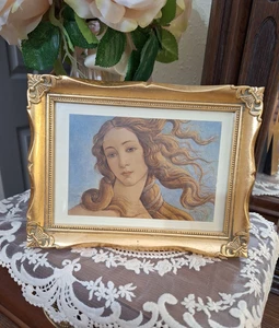 Florentiner Holz Bilderrahmen brennt verzierter viktorianischer Druck von Testa de Venere - Bild 1 von 5