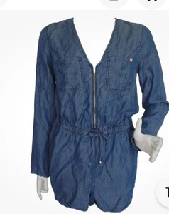 GUESS Strampler M Chambray Jeansfarbe, Shorts Langarm Reißverschluss 100% Lyocell #233 - Bild 1 von 13