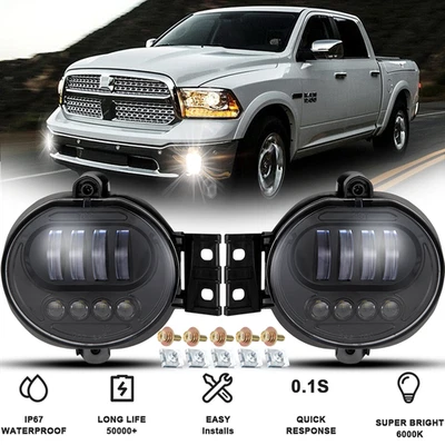 Fits 2002-2008 Dodge Ram 1500 2003-2009 Ram 2500 3500 Black LED Fog Lights Lamps - Image 1 of 4