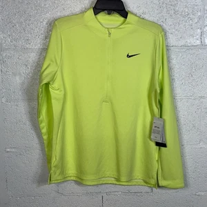Nike Women's Dri-fit Uv Advantage Half-Zip Top - Lt Lemon Twist/black large $85 - Picture 1 of 7