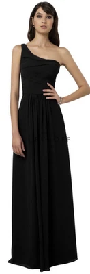 Vestido Bill Levkoff 12 Un Hombro Negro Amari Formal Dama de honor 771 Nuevo con Etiquetas $243 Foto 1 de 4