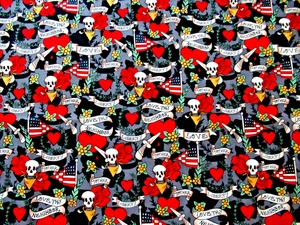 MICHAEL MILLER "TATTOO LOVE" ~(44" X 20")~ *QUILTING / TAPESTRY / WALL HANGING* - Picture 1 of 13