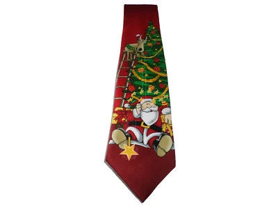 Новый с ценниками галстук Noel Holiday Collections Christmas Santa Falling Star Kohls - Изображение 1 из 4