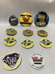 11 Vintage Chicago Radio Stations Pin Back Buttons - Picture 1 of 4