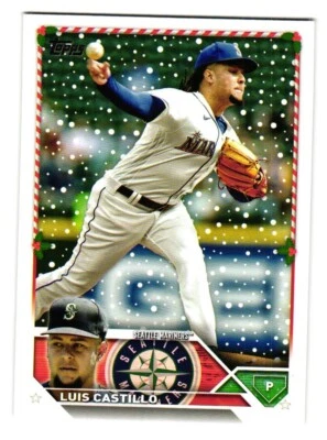 2023 Topps Holiday # H156 Luis Castillo Seattle Mariners - Image 1 of 2