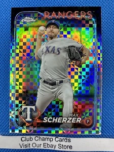 2024 #37 Max Scherzer Topps Chrome Baseball X-Fractor Rangers - Foto 1 di 2