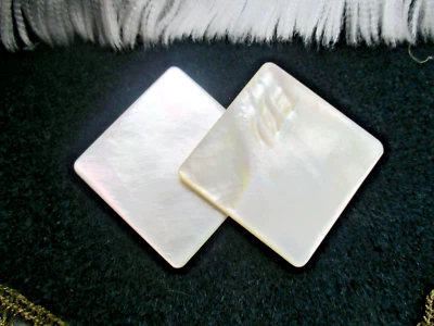 2 Large/Each 1.5" Square Mother of Pearl Abalone Shell Belt/Scarf Buckle Matched - Image 1 of 4