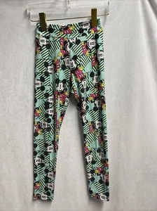 Disney Lularoe Tween Leggings Green Multi Colored Mickey Mouse - Picture 1 of 8