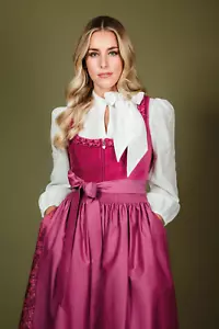 Alpenfee Dirndl Zazu, 75cm, große Größen Gr. 58 Damen pink Samtdirndl Samt Midi - Bild 1 von 11