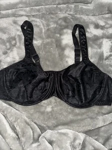 Cabernet Black Floral Print Satin Underwired Unlined  Bra Size 38C Nice VINTAGE - Picture 1 of 13