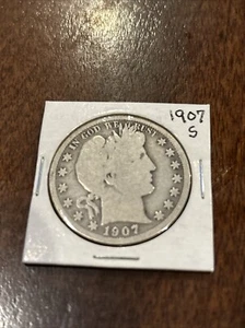 1907-S BARBER HALF DOLLAR ! NICE - Picture 1 of 2