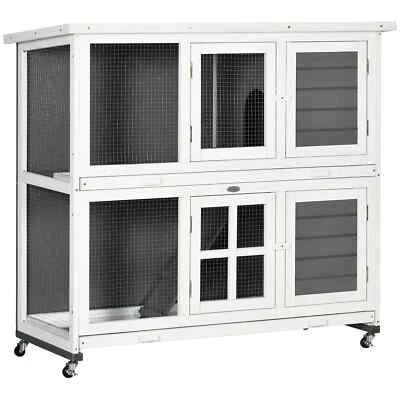 Wooden Rabbit Hutch with Wheels, Guinea Pig Cage, Small Animal House - Image 1 of 4