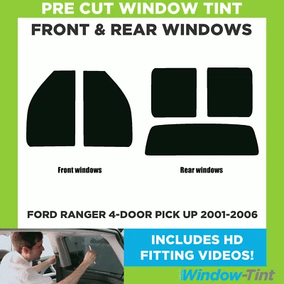 适用于福特 Ranger 4 门拾音器 2001 - 06 全预切车窗色调套件前后 — 第 1/4 张图片