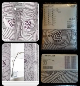 SALE! IKEA Ingerlise Lilac Curtain Panel,2 Drape Cabbage Rose Purple Grommet NEW - Picture 1 of 18