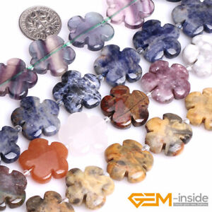 Natural Assorted Stones 20mm Flower Beads For Jewelry Making Strand 15" Yao-Bye