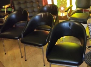 Poltroncine Vintage In ecopelle Nera set Di 4 Modernariato Anni 70 - Foto 1 di 4