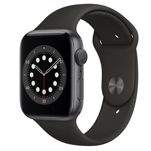 Apple Watch Serie 6 44 mm Spacegrau mit schwarzem Sportband (GPS + Handy) - Bild 1 von 1