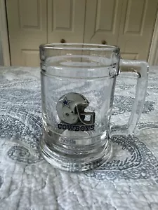 VTG NFL Dallas COWBOYS Tankered Mug Pewter Helmet Logo Heavy Glass Beer Stein - Picture 1 of 10