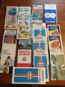 Lotto 16 mappe presidenziali vintage Gulf Oil Marine Service Cruisegide Tourgide  - Foto 1 di 8