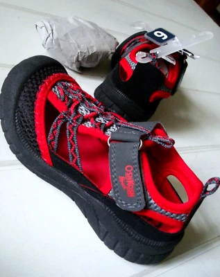 NEW OshKosh Everplay Flexible Outsole Bump Toe Sandal RED Black Gray Toddler 8 - Image 1 of 4