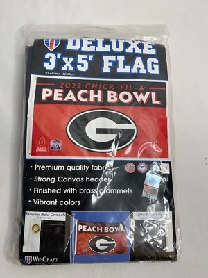 Georgia Bulldogs 3' x 5' Deluxe 2 Caras Bandera 2022 CUENCO MELOCOTÓN NUEVO Foto 1 de 4