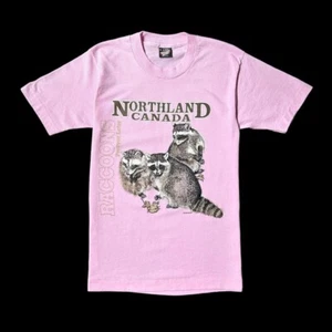 90s Vintage Raccoon Graphic T-shirt Northland Canada Animal Tee Single Stitch. - Picture 1 of 6