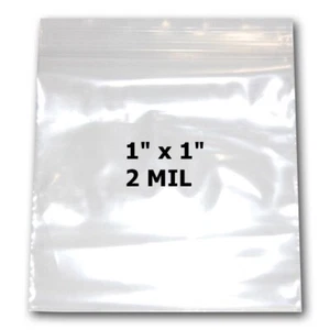 1" x 1" Resealable Clear Poly Bags Reclosable Zipper Lock Bags 2 mil - Picture 1 of 2