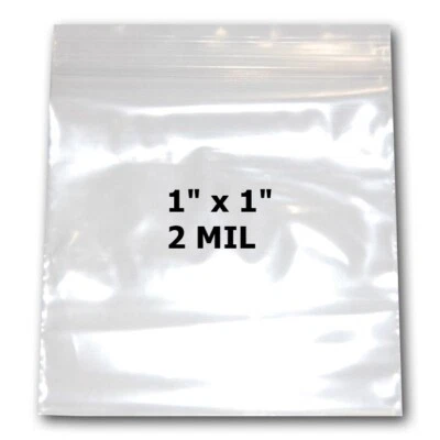 1" x 1" Resealable Clear Poly Bags Reclosable Zipper Lock Bags 2 mil - Image 1 of 2