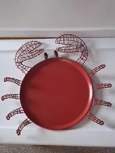Pier 1 Red Metal Crab Serving Tray Platter. 11 Inch Diameter. Legs,claws, Eyes - Picture 1 of 7