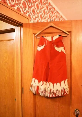 Culottes con flecos de cuero occidental Nathan Turk de los años 40 de hallazgo raro Foto 1 de 4