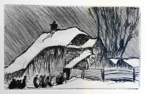 Ungheria Carpathes Frank Brangwyn - Acquaforte Villaggio - 1931 14x9,50 cm. - Foto 1 di 1
