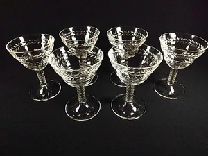 6 TALLOS DE CHAMPÁN CRISTAL CORONA Y ANILLO TALLOS BURBUJEADOS EXC. CON. - Imagen 1 de 9