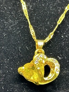 Collar Colgante Mujer Oro Cristal Doble Corazón Chapado en Oro Cadena - Imagen 1 de 17